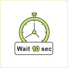 Stopwatch icon with the text 'Wait 10 sec' below it